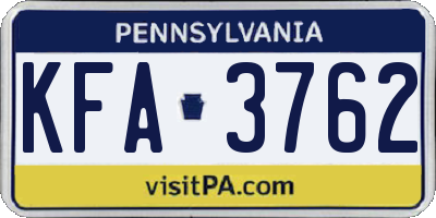 PA license plate KFA3762