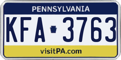 PA license plate KFA3763