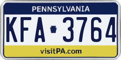 PA license plate KFA3764