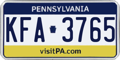 PA license plate KFA3765