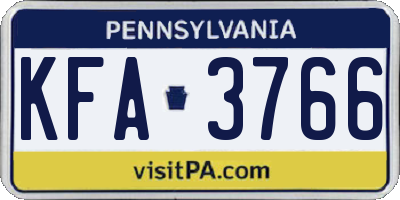 PA license plate KFA3766
