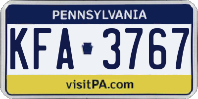 PA license plate KFA3767