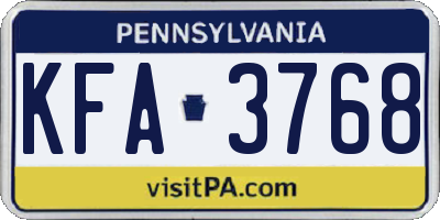PA license plate KFA3768