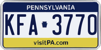 PA license plate KFA3770