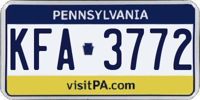 PA license plate KFA3772