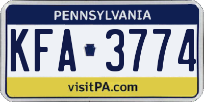 PA license plate KFA3774