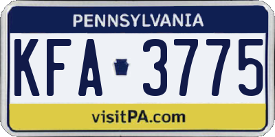 PA license plate KFA3775