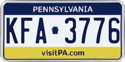 PA license plate KFA3776