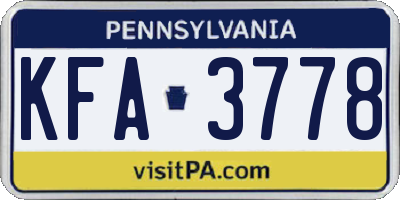 PA license plate KFA3778