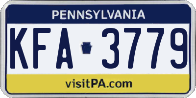 PA license plate KFA3779