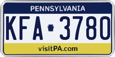 PA license plate KFA3780