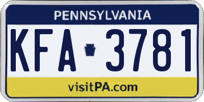PA license plate KFA3781