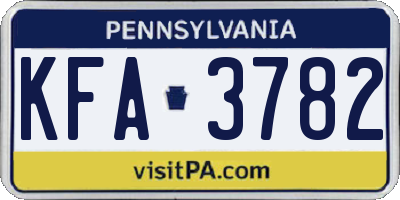PA license plate KFA3782