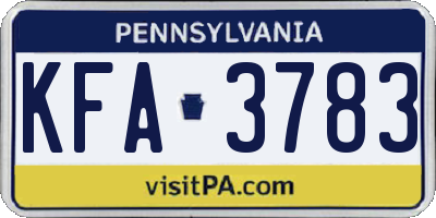 PA license plate KFA3783