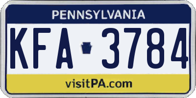 PA license plate KFA3784