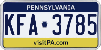 PA license plate KFA3785