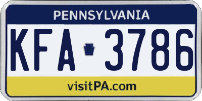 PA license plate KFA3786