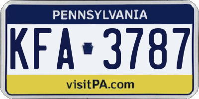 PA license plate KFA3787