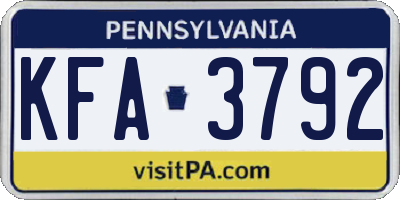 PA license plate KFA3792