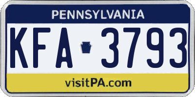 PA license plate KFA3793