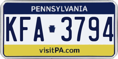 PA license plate KFA3794