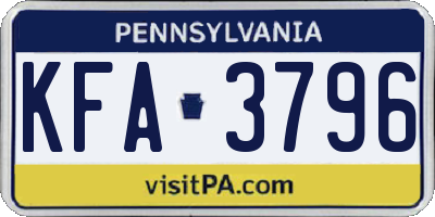 PA license plate KFA3796