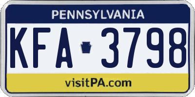 PA license plate KFA3798
