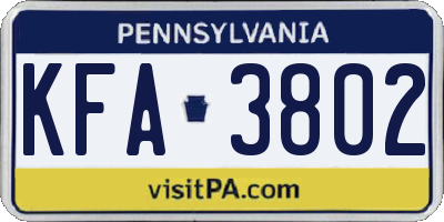 PA license plate KFA3802