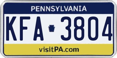 PA license plate KFA3804