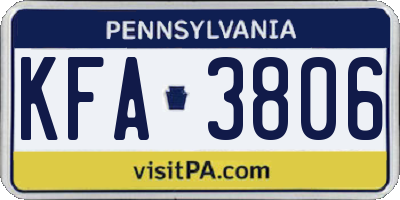 PA license plate KFA3806