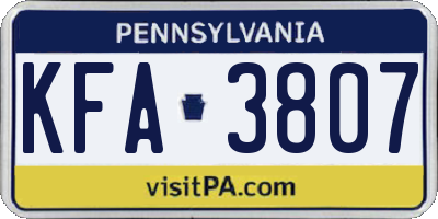 PA license plate KFA3807