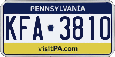 PA license plate KFA3810