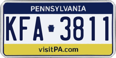 PA license plate KFA3811