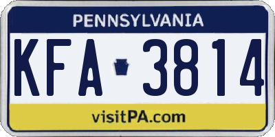 PA license plate KFA3814