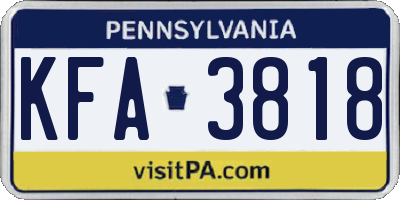PA license plate KFA3818