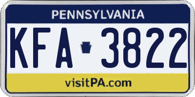 PA license plate KFA3822