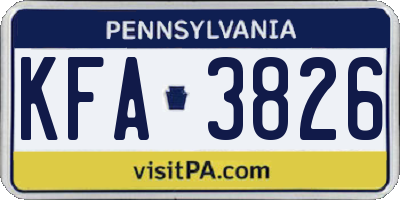 PA license plate KFA3826