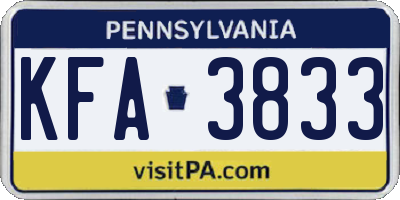 PA license plate KFA3833