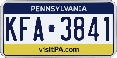 PA license plate KFA3841