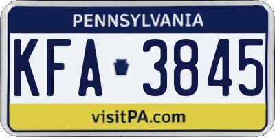 PA license plate KFA3845