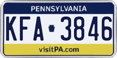 PA license plate KFA3846