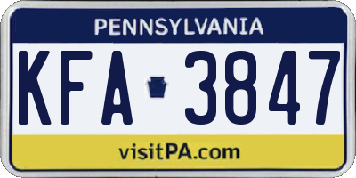 PA license plate KFA3847
