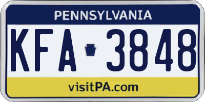 PA license plate KFA3848