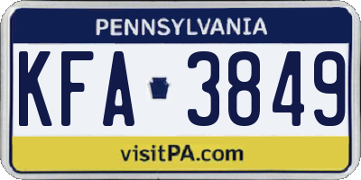 PA license plate KFA3849