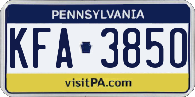 PA license plate KFA3850