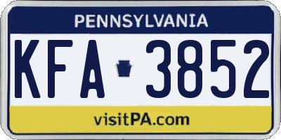 PA license plate KFA3852