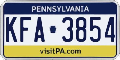 PA license plate KFA3854