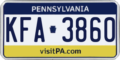 PA license plate KFA3860