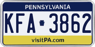 PA license plate KFA3862