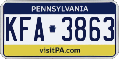 PA license plate KFA3863